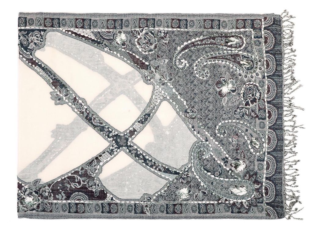 Палантин с вышивкой (шерсть 100%) в ассортименте №Тк903/53 - Ганг фото 2