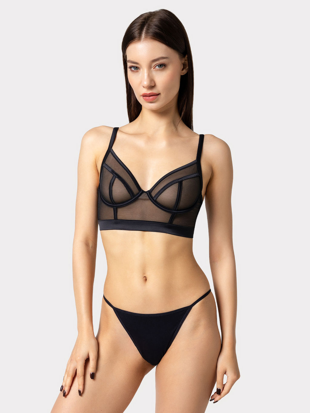 Бюстгальтер женский черный из сеточки черный в горошек 512509 - Mark formelle фото 2