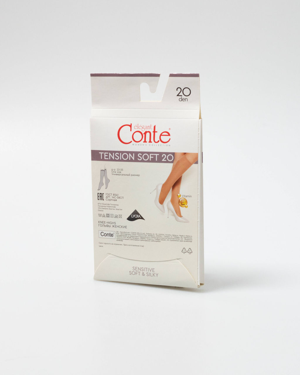 Цена за 2 пары. Носки Удлиненные CONTE TENSION SOFT 20 (1 пара) nero - Conte elegant фото 9