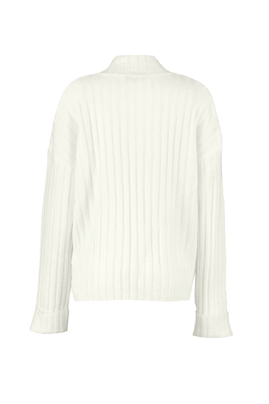 Ekru Genis Kal?p Yumusak Dokulu Dik Yaka Triko Kazak TWOAW21KZ0783