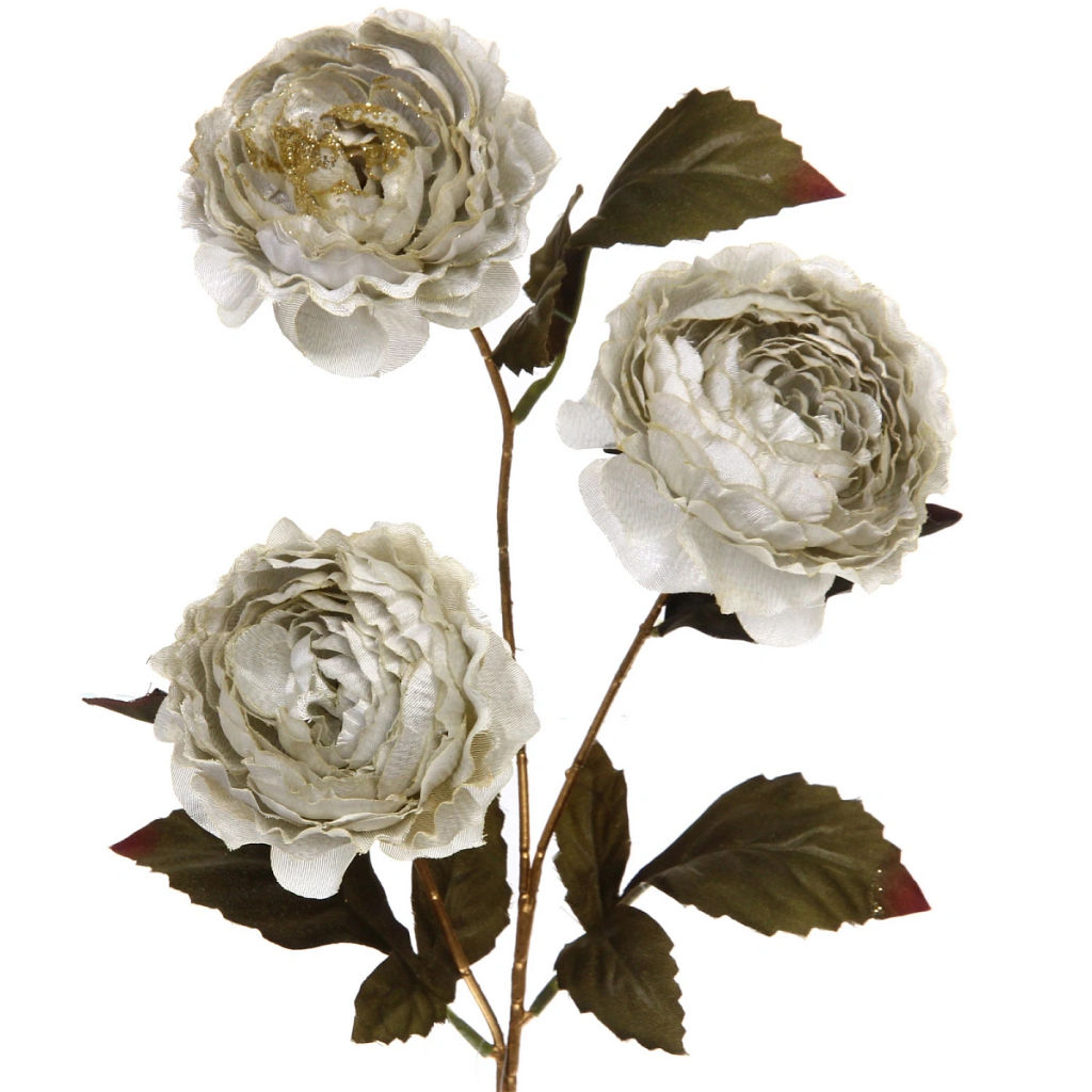 Искусственные цветы "FLOWERS GLAMOUR" 63см Пионы 3 цветка белые