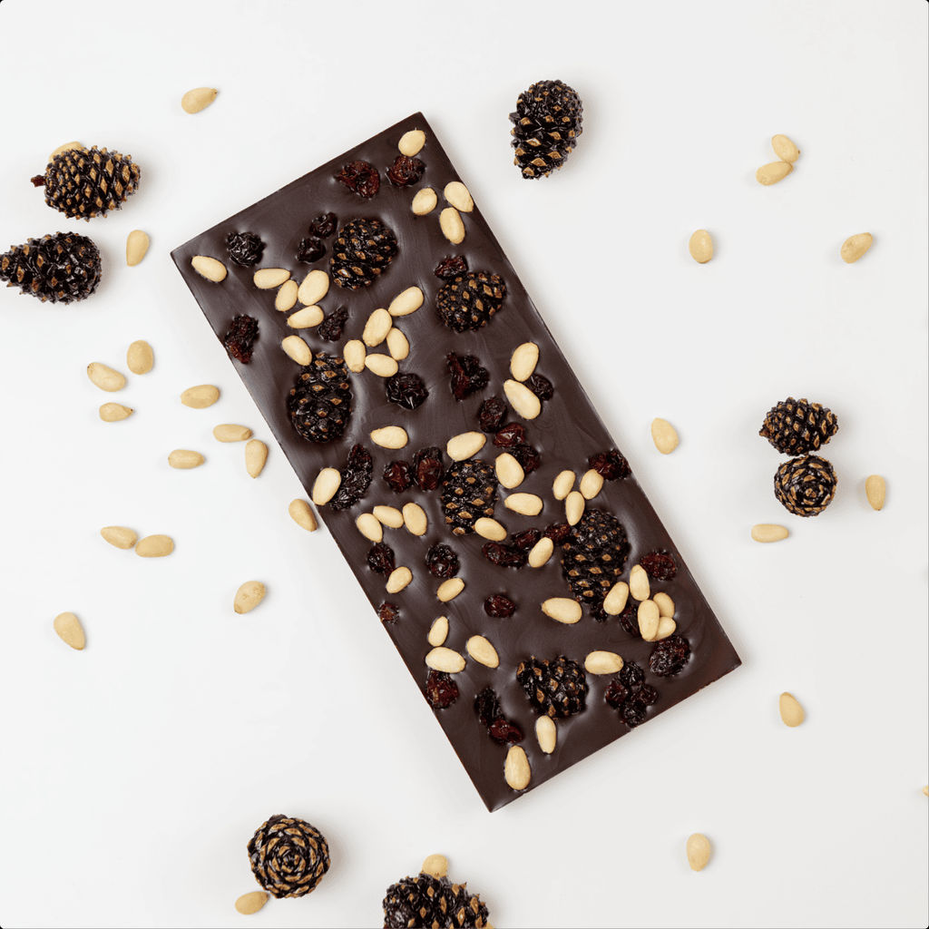 Шоколад Горький с сосновыми шишками, цельным кедровым орехом и вяленной брусникой - Абаканские Сласти фото 2