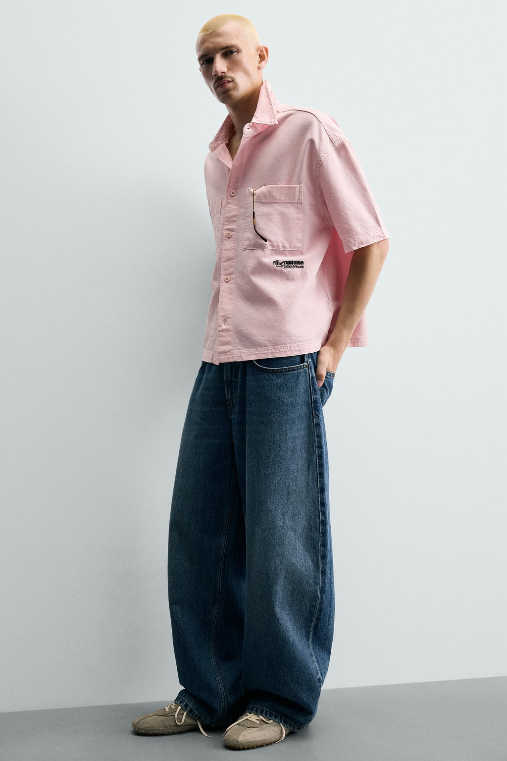 CAMISA RELAXED FIT COMBINADA / Rosa - Zara фото 6