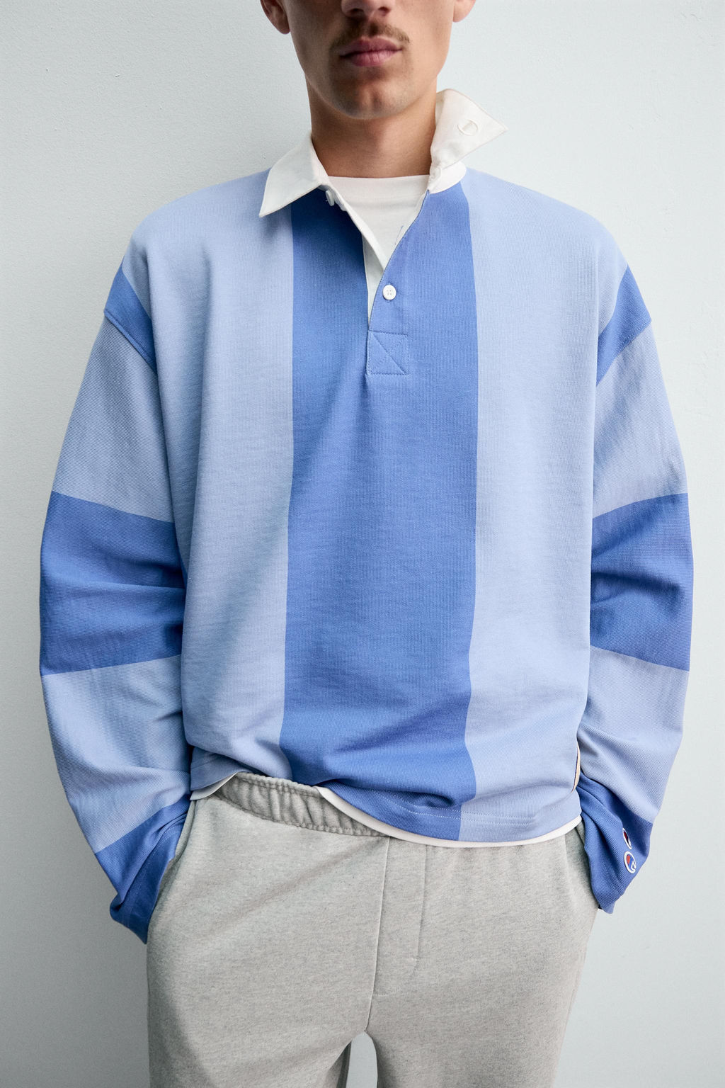 CHAMPION ® X ZARA COLOUR BLOCK POLO SHIRT  фото 7