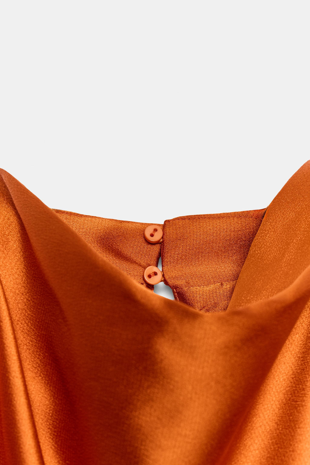 TOP SATINADO HOMBRERAS NUDO / Naranja quemado - Zara фото 6