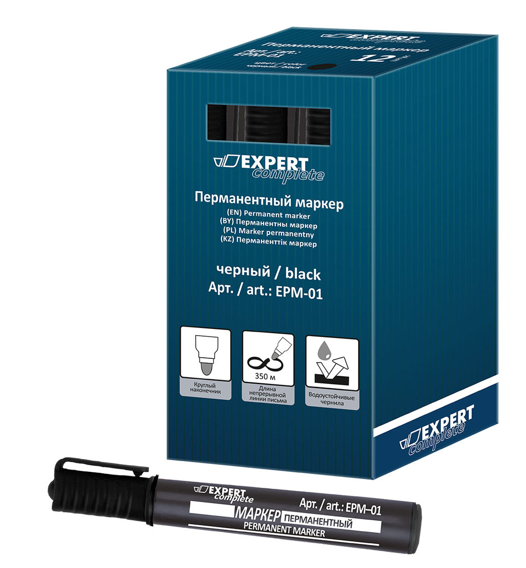 Expert Complete Маркер перманентный EPM-01 2 мм пулевидный 12 шт