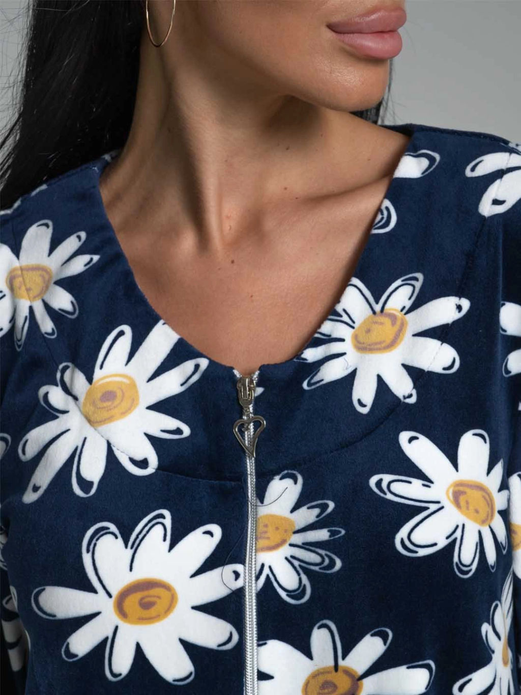 Халат женский, цвет синий белый