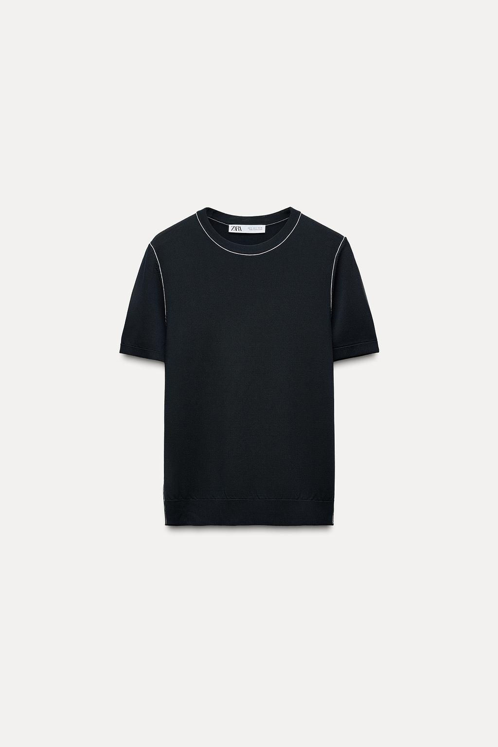 PLAIN KNIT TOP WITH CONTRAST TRIMS - Zara фото 5