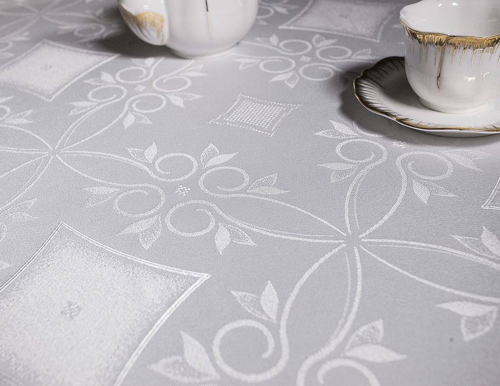 Арт. 11234/1/PB/165, РОМБЫ, цвет белый, тефлоновая пропитка, ГОТОВЫЕ СКАТЕРТИ ширина 180 см x высота 130 см