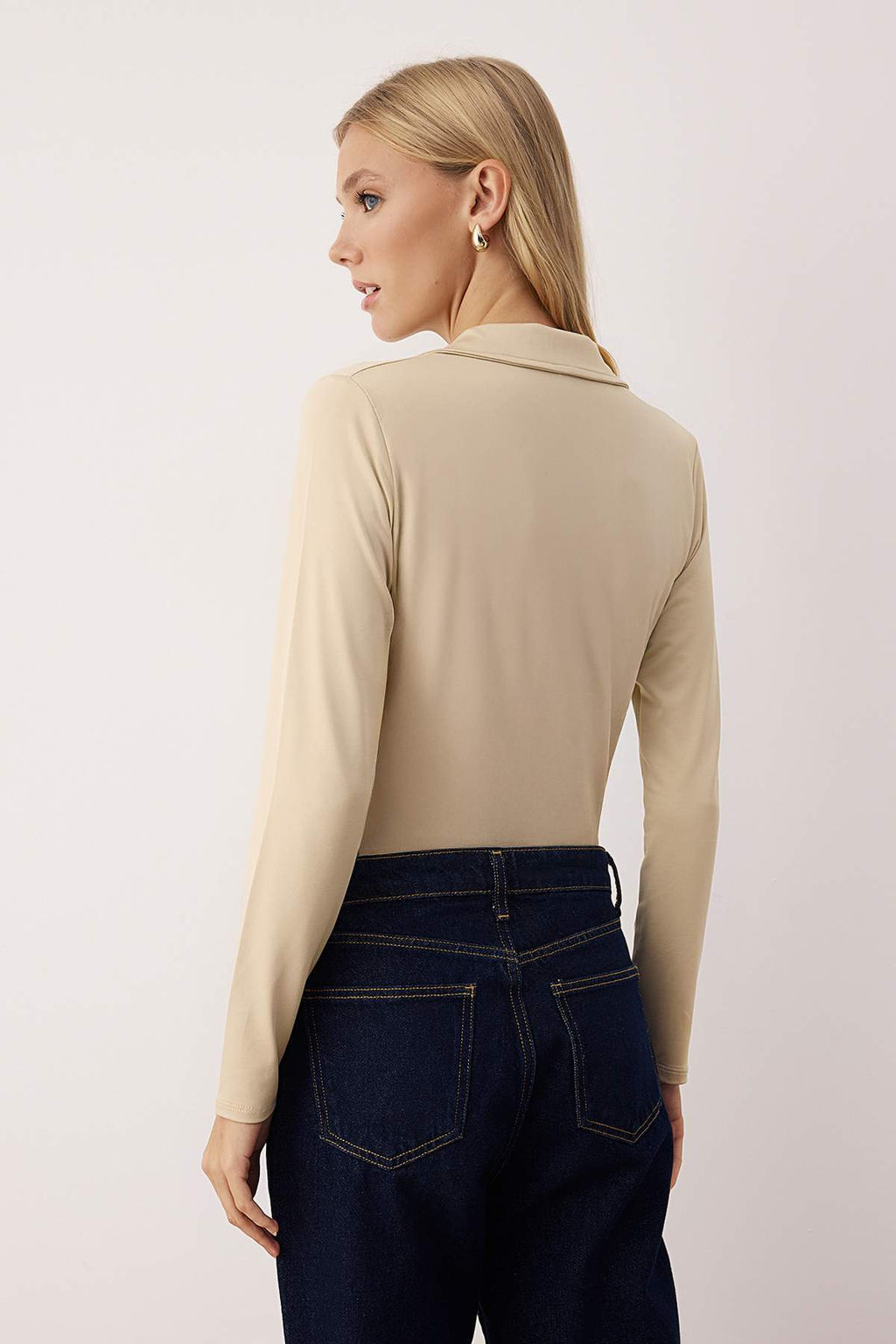 Siyah Fitted/Vucuda Oturan Polo Yaka Patl? C?tc?tl? Esnek Orme Body TWOAW26BD00009 - Trendyolmilla фото 8