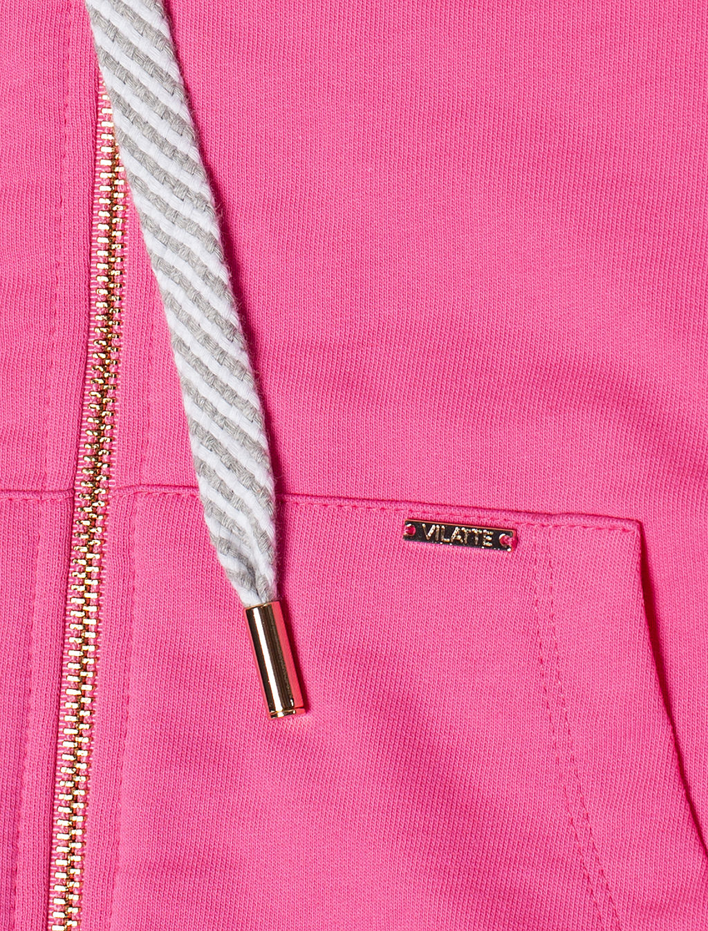 VILATTE / Худи на молнии из премиального футера с золотистой фурнитурой для девочки  фото 3