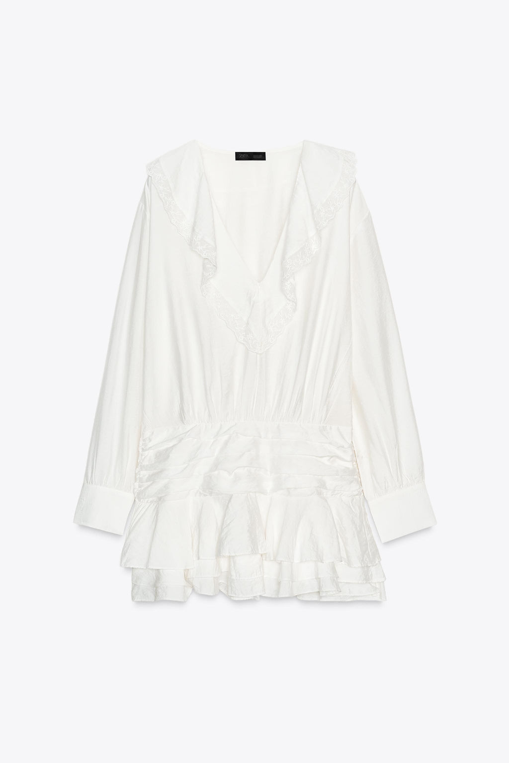 EMBROIDERED RUFFLE SHORT DRESS - Zara фото 16