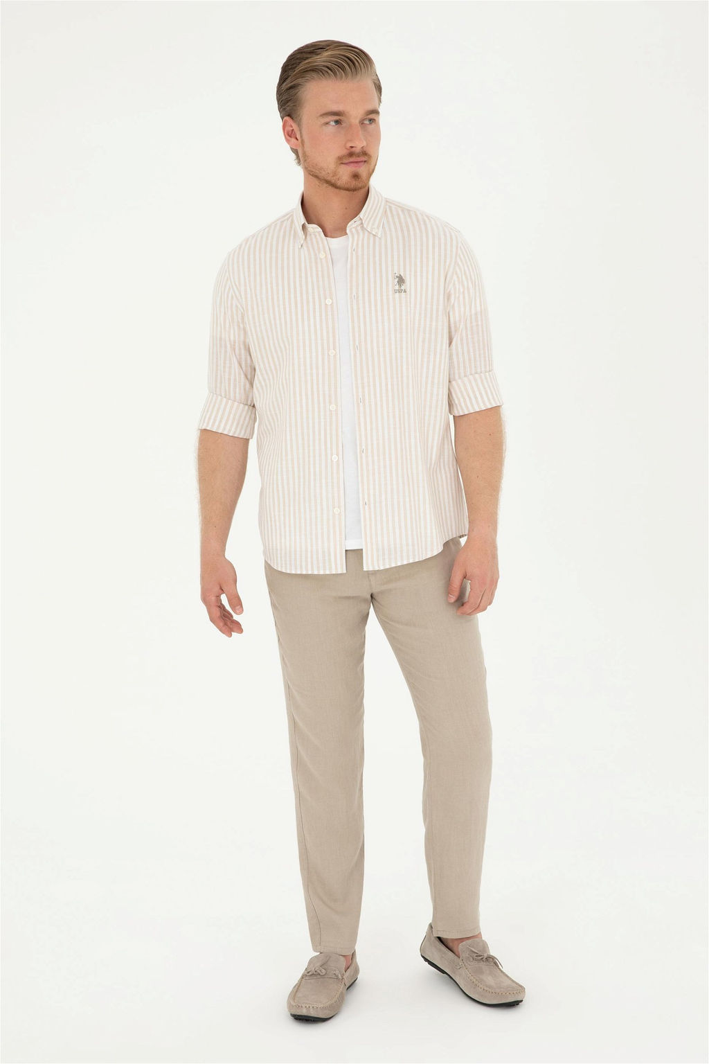 U. S. Polo Assn / Мужская рубашка с длинным рукавом Stone - U.s. polo assn фото 4