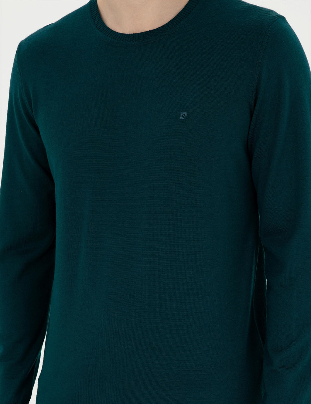 Ye_il Slim Fit Bisiklet Yaka Y_n Kar___ml_ Basic Triko Kazak - Pierre cardin фото 6