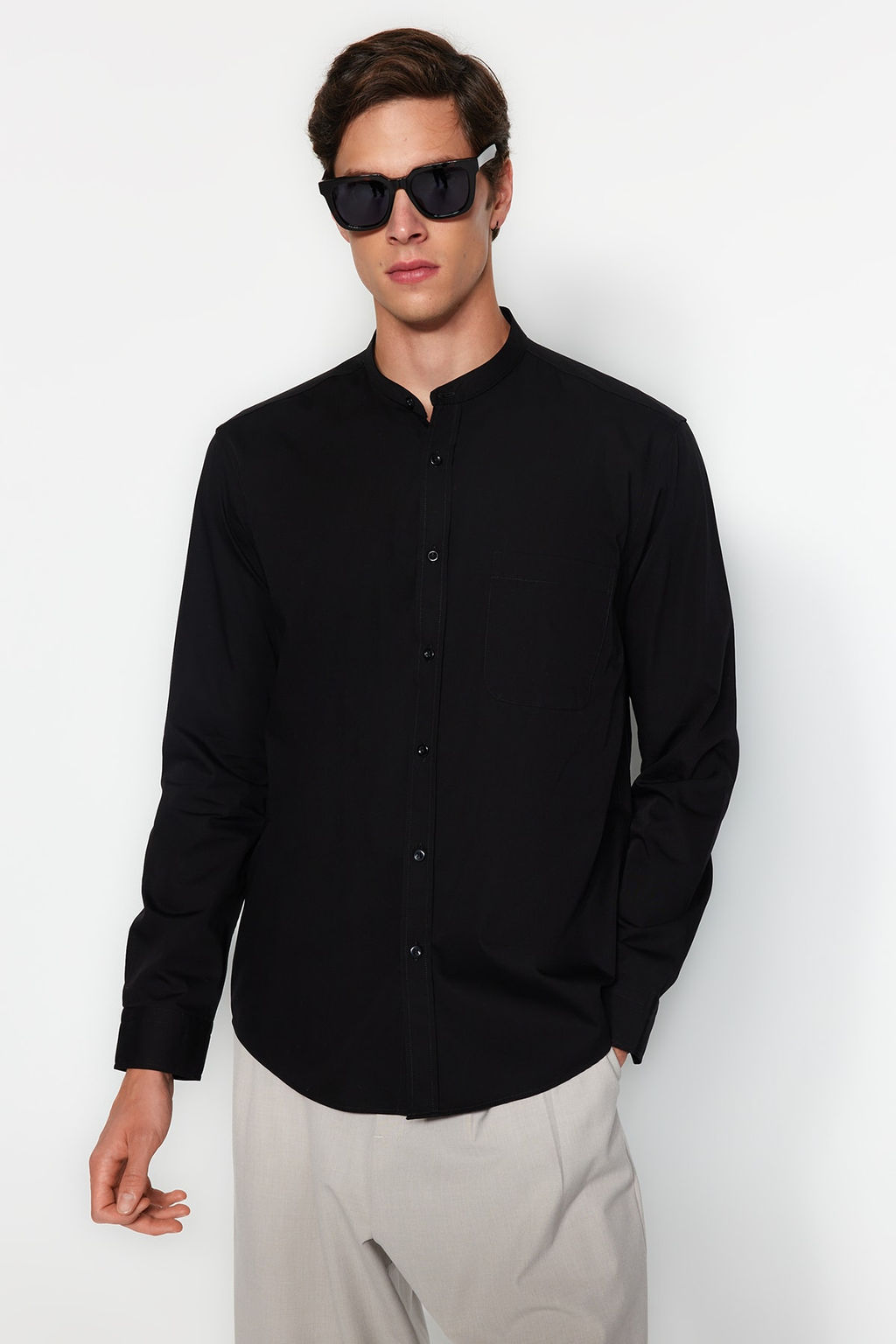 TRENDYOL MAN Premium Siyah %100 Pamuk Regular Fit Hakim Yaka Gomlek TMNAW24GO00027 - Trendyolmilla фото 4