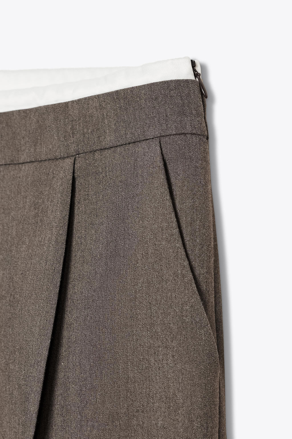 PANTAL?N ANCHO CINTURA DOBLE / Mocha - Zara фото 10