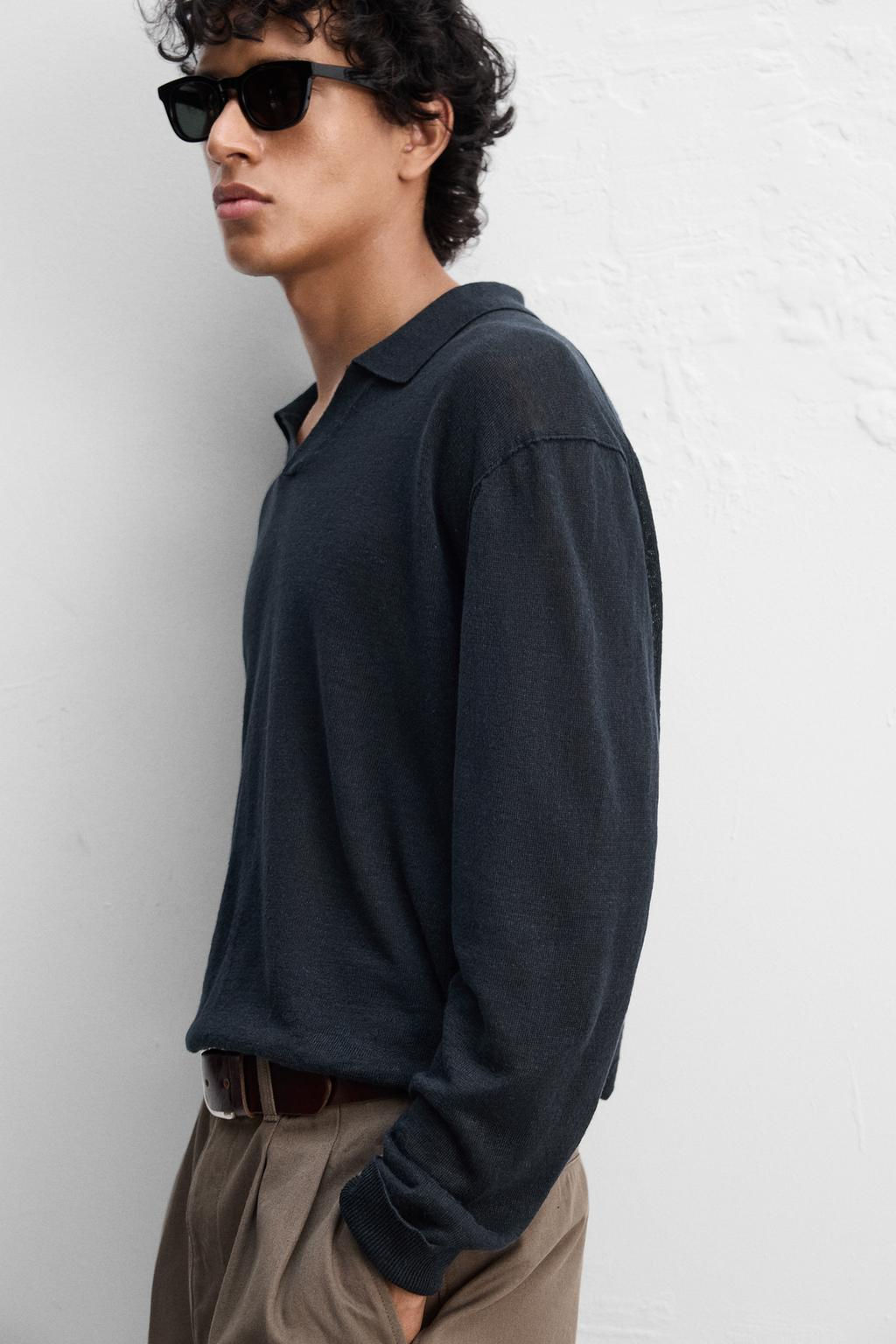 100% LINEN KNIT POLO SHIRT - Zara фото 6