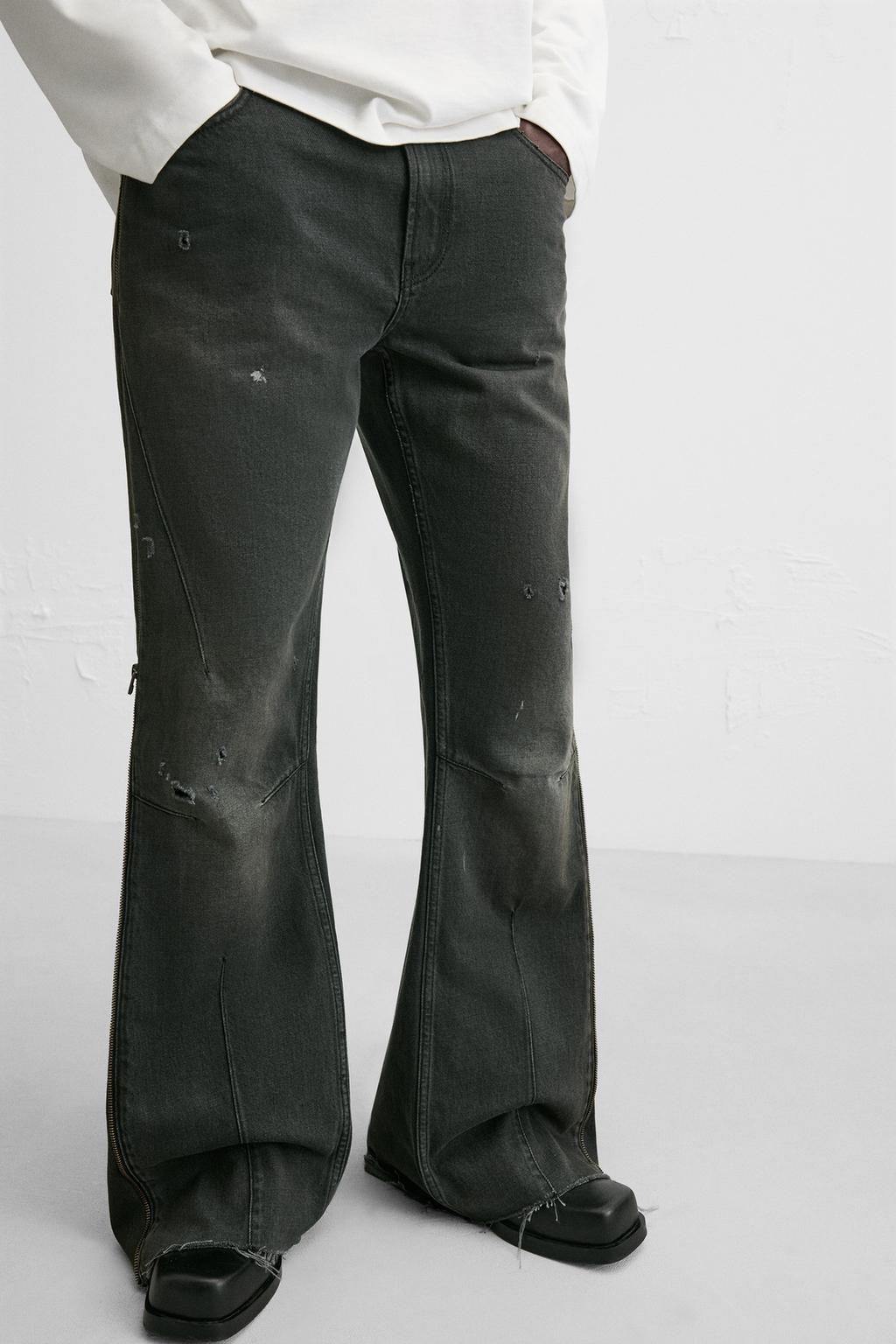 FLARE FIT JEANS WITH ZIPS - Zara фото 5