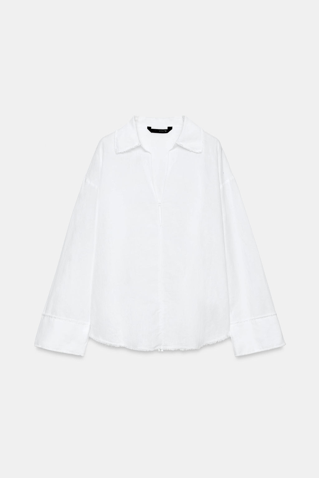 CAMISA DESFLECADA CON LINO ZW COLLECTION / Blanco - Zara фото 5
