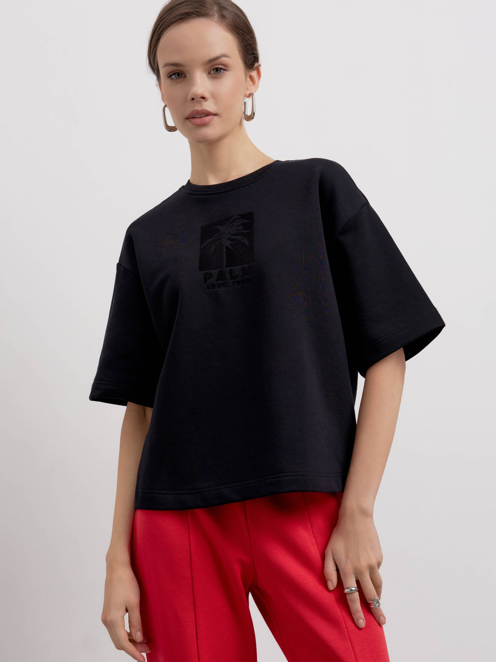 CONTE Футболка из футера c вышивкой LD 2589 black - Conte elegant фото 2