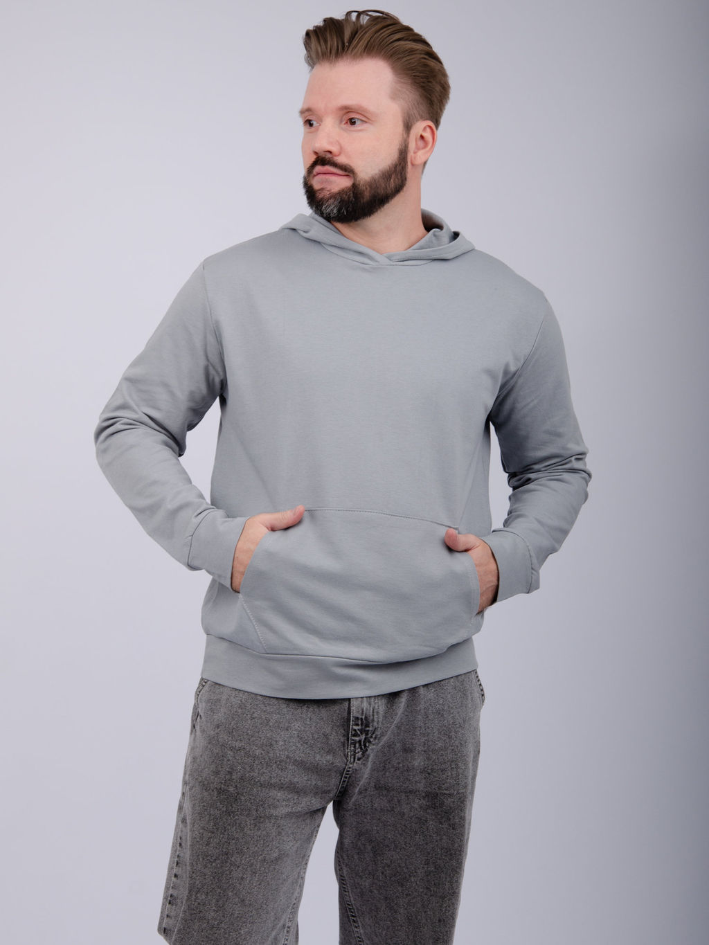 Худи "СМ-10" светло-серое, футер 2-х нитка