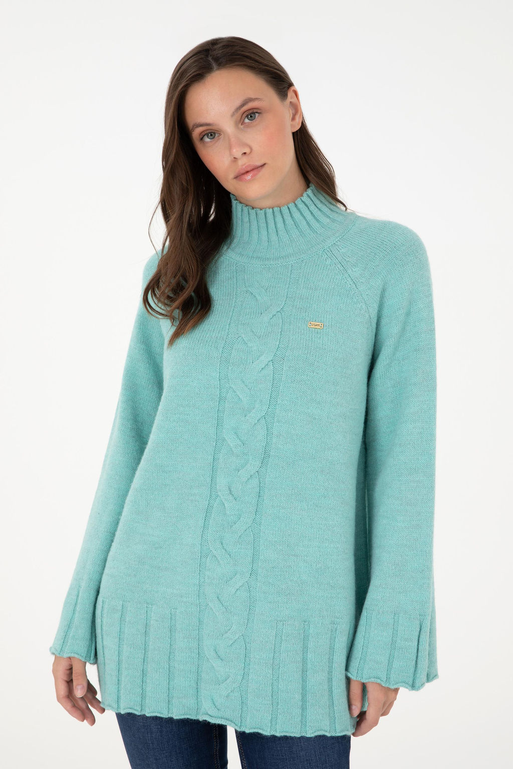 Женский свитер с водолазкой цвета морской волны Неожиданная скидка в корзине - U.s. polo assn фото 3