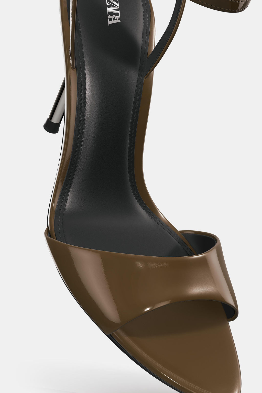 PATENT-EFFECT HIGH-HEEL SANDALS