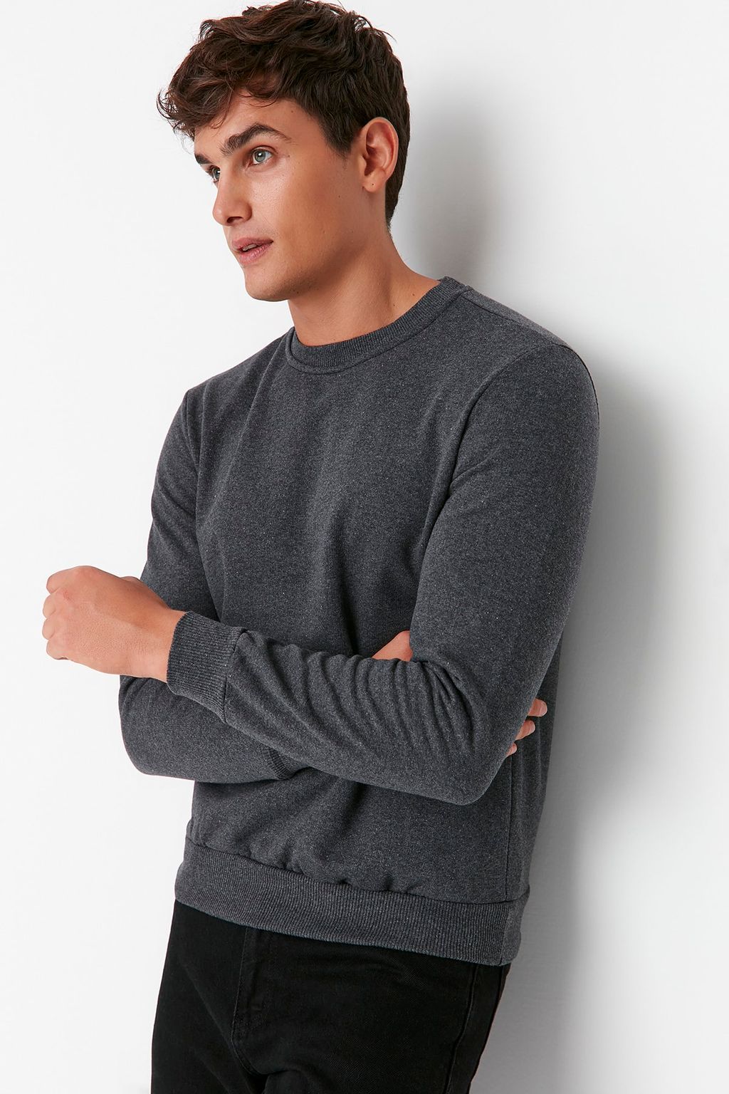 TRENDYOL MAN Siyah Regular/Normal Kesim Ici Polar/S?cak Tutan Sweatshirt TMNAW21SW1208 - Trendyolmilla фото 8