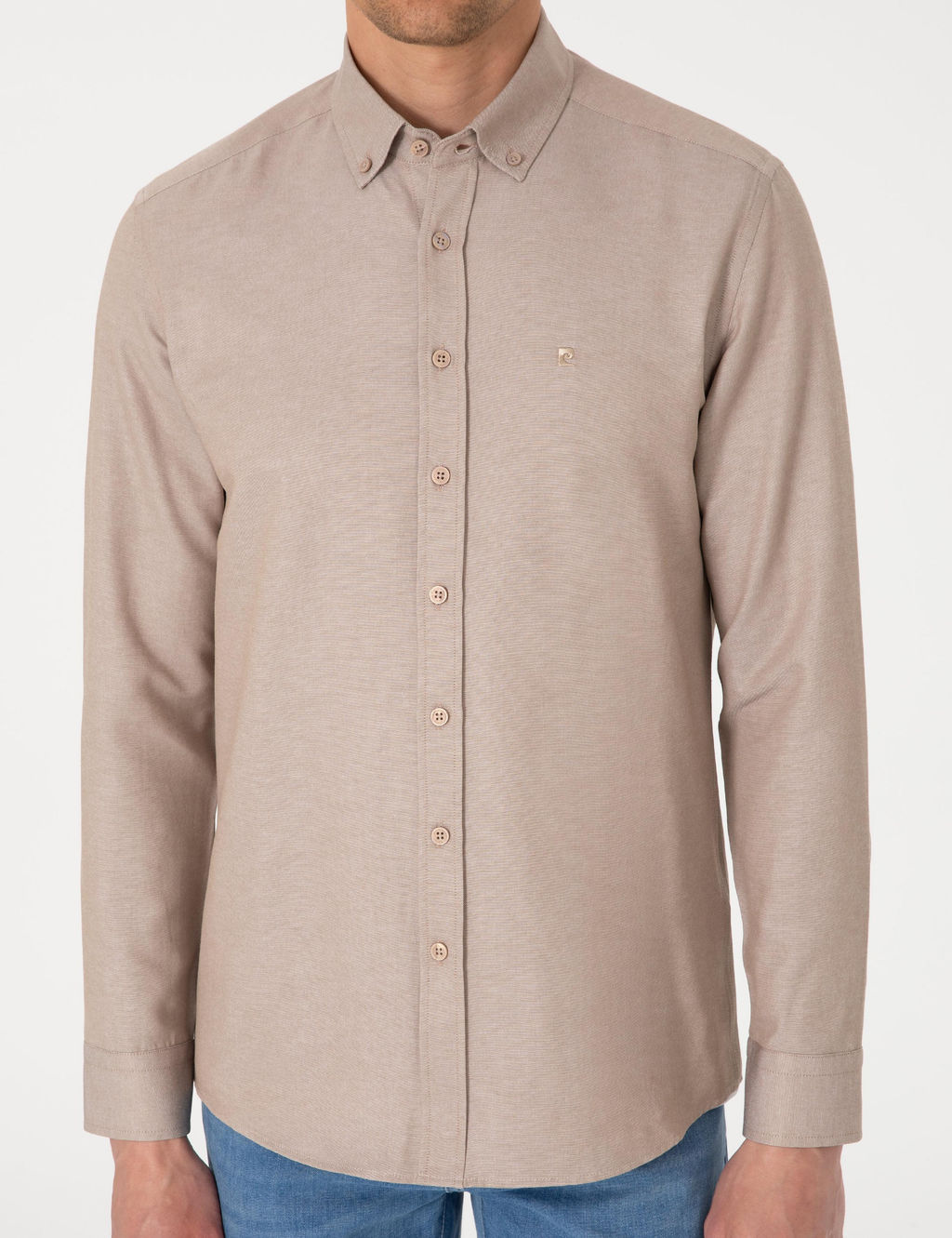 Vizon Oxford Slim Fit Kolay _t_lenebilir G_mlek - Pierre cardin фото 6