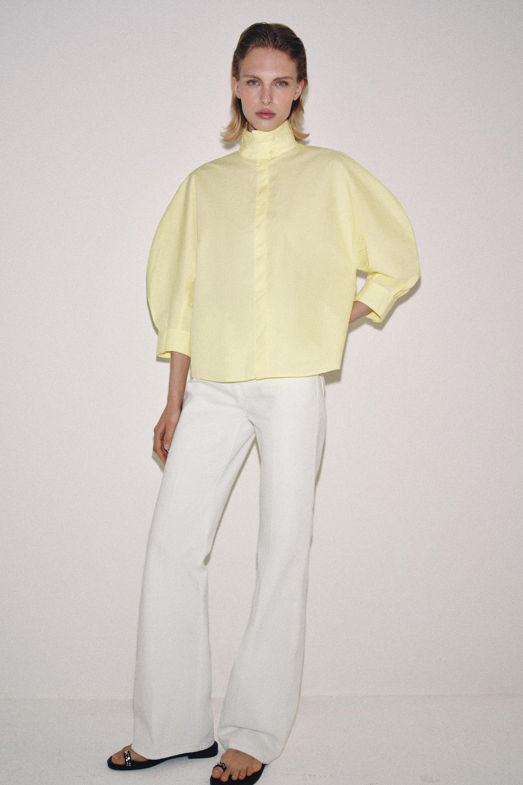 CAMISA MANGA ABULLONADA ZW COLLECTION / Amarillo - Zara фото 3