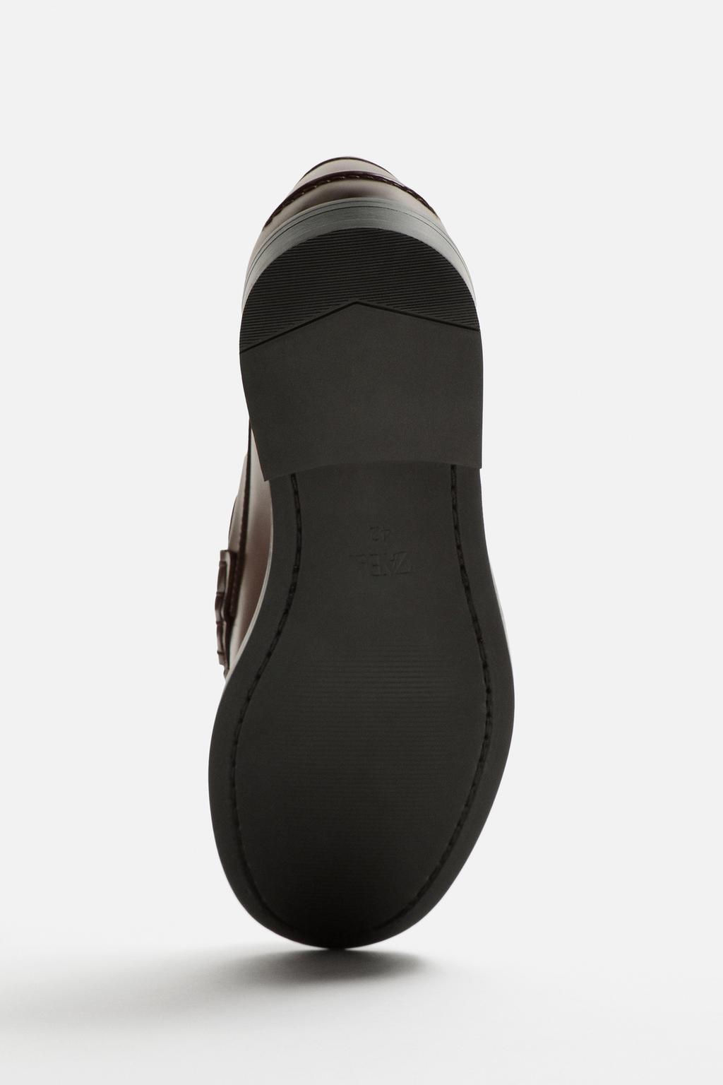 LEATHER PENNY LOAFERS - Zara фото 4