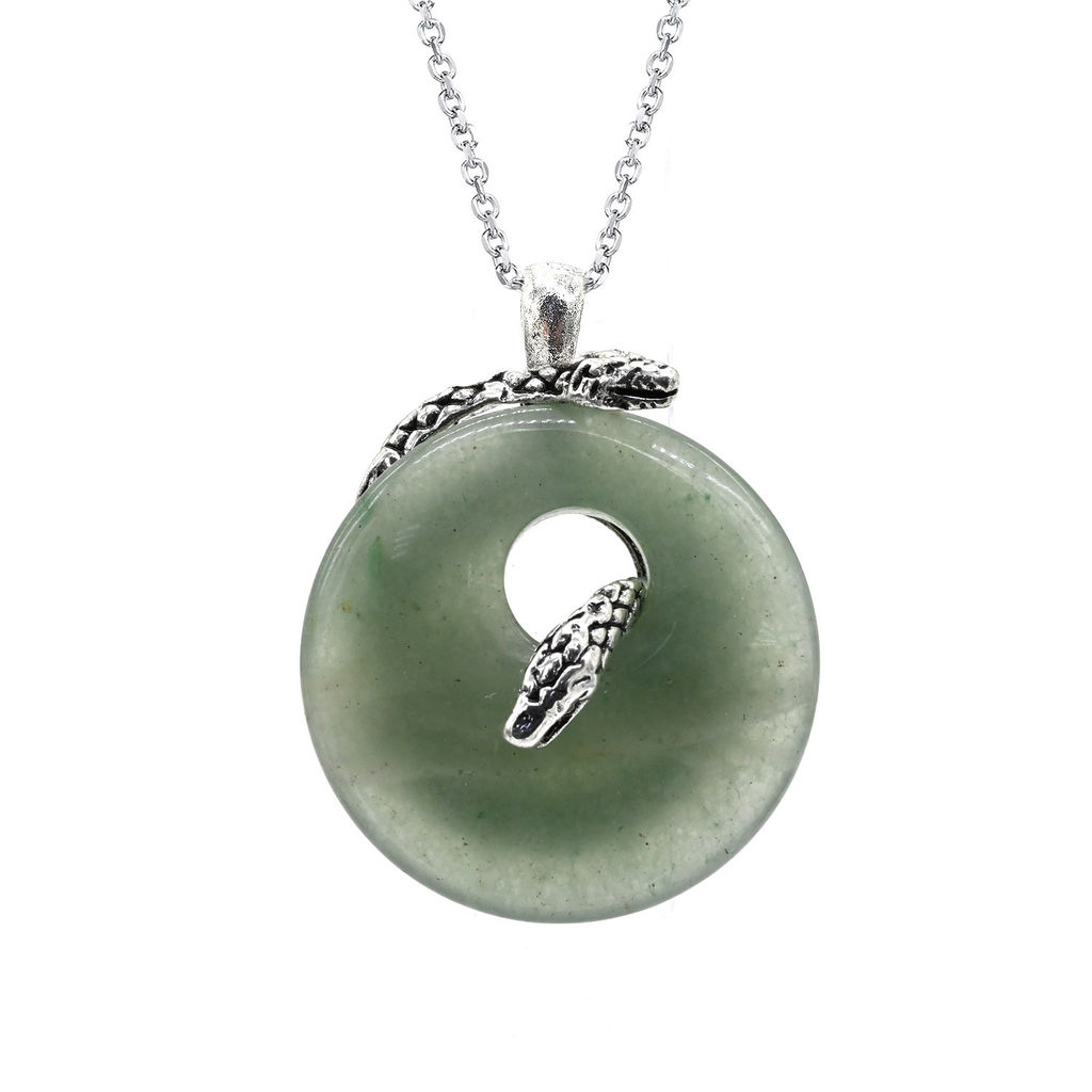 Подвеска с авантюрином зеленым Змея в кольце 30*40мм