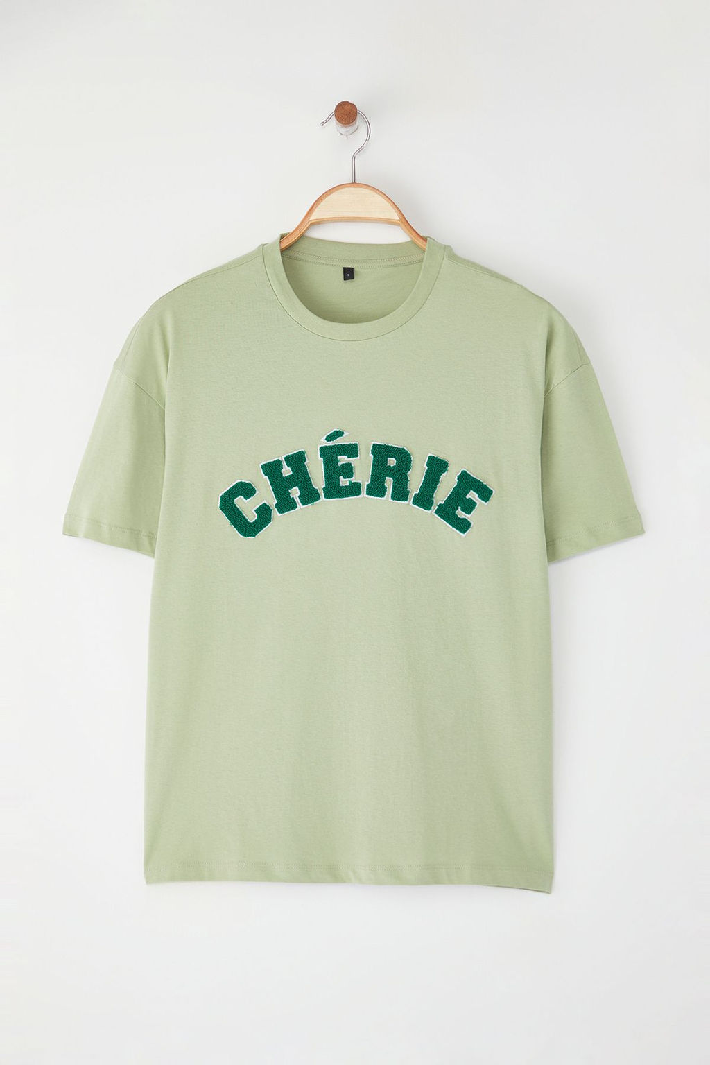 TRENDYOLMILLA Mint %100 Pamuk Oversize/Genis Kesim Slogan Nak?sl? Orme T-Shirt TWOSS25TS00161  фото 6