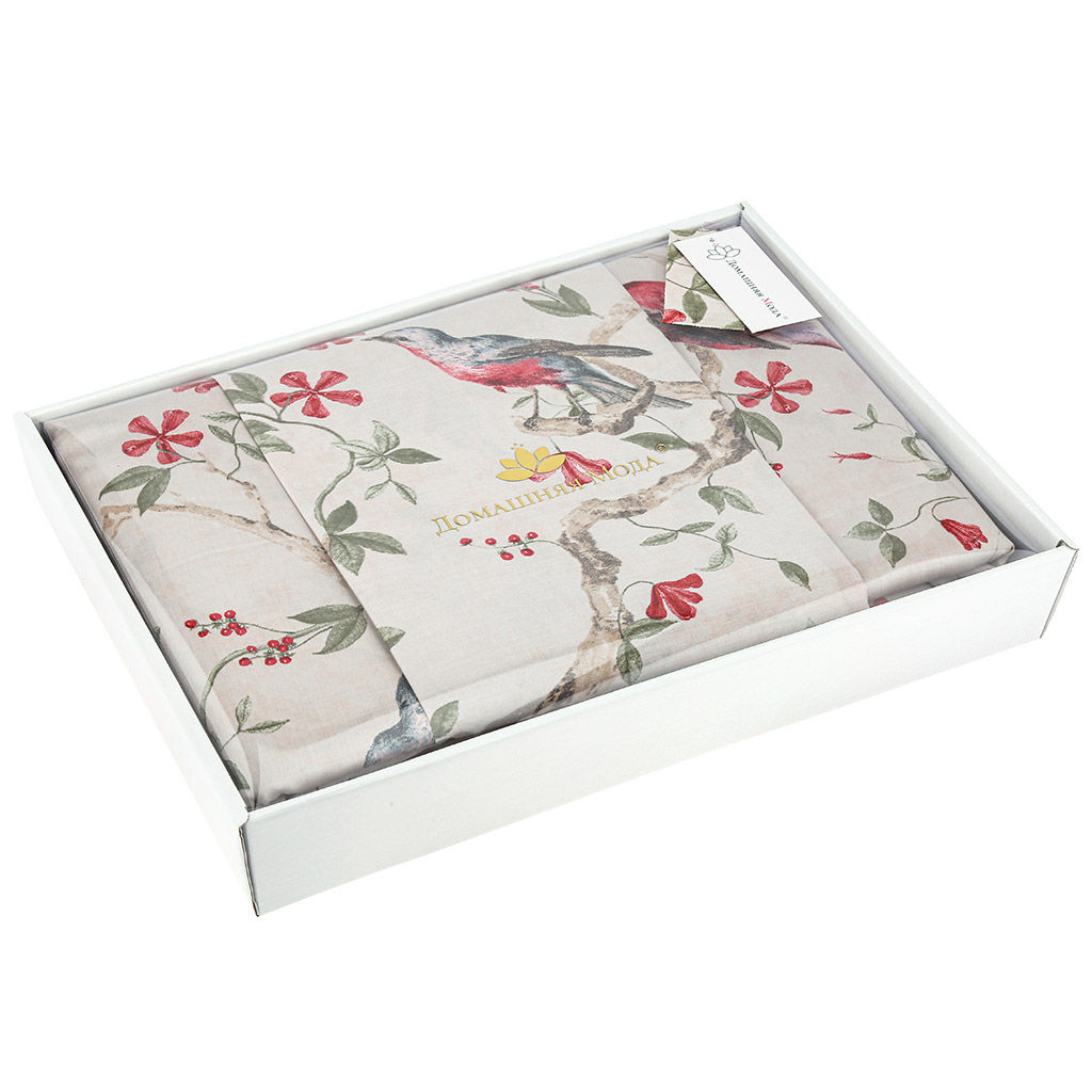 Постельное белье, комплект 1,5 спальный Райские птицы 4 предмета: пододеяльник 145х215см, простыня 150х220см, 2 наволочки 70х70см с клапаном-запахом, сатин 108г/м2, хлопок 100%, подарочная коробка 50х36,5х7см с ПВХ вставкой 47х34х5см (200мк), Дома - Домашняя мода фото 3