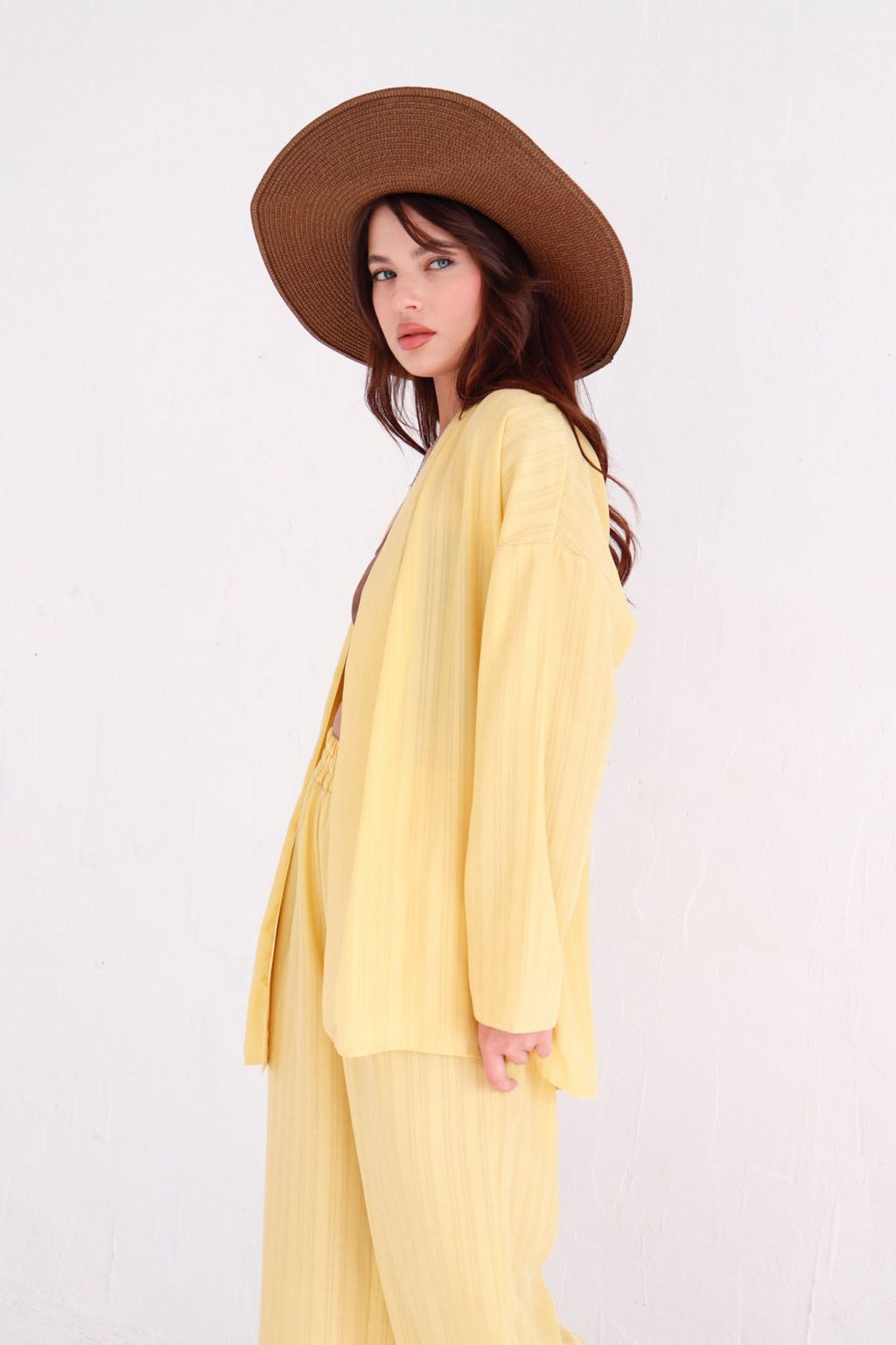 9444 Костюм из кимоно и брюк-палаццо жёлтый - Martichelli фото 11