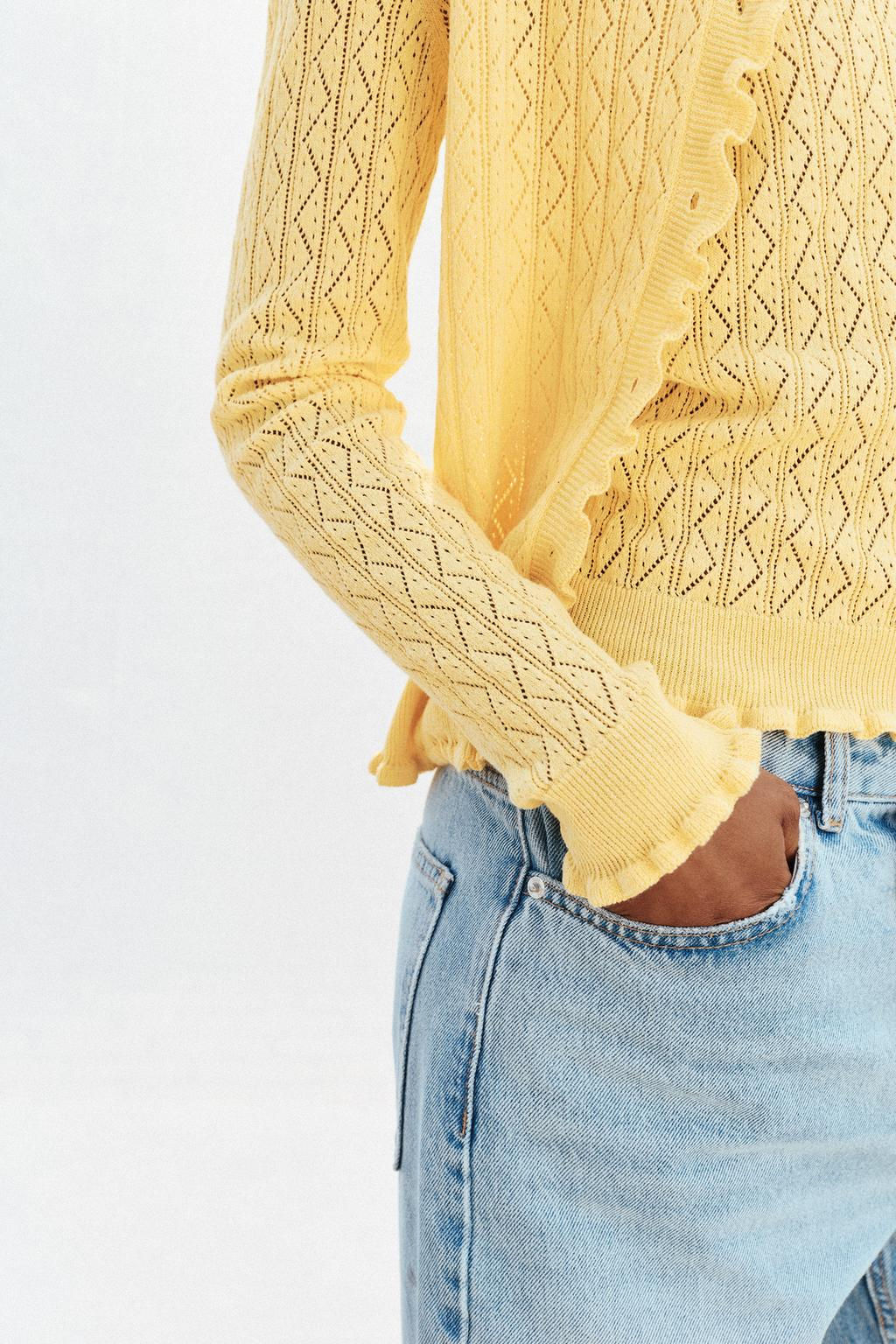 POINTELLE KNIT CARDIGAN WITH RUFFLES - Zara фото 3