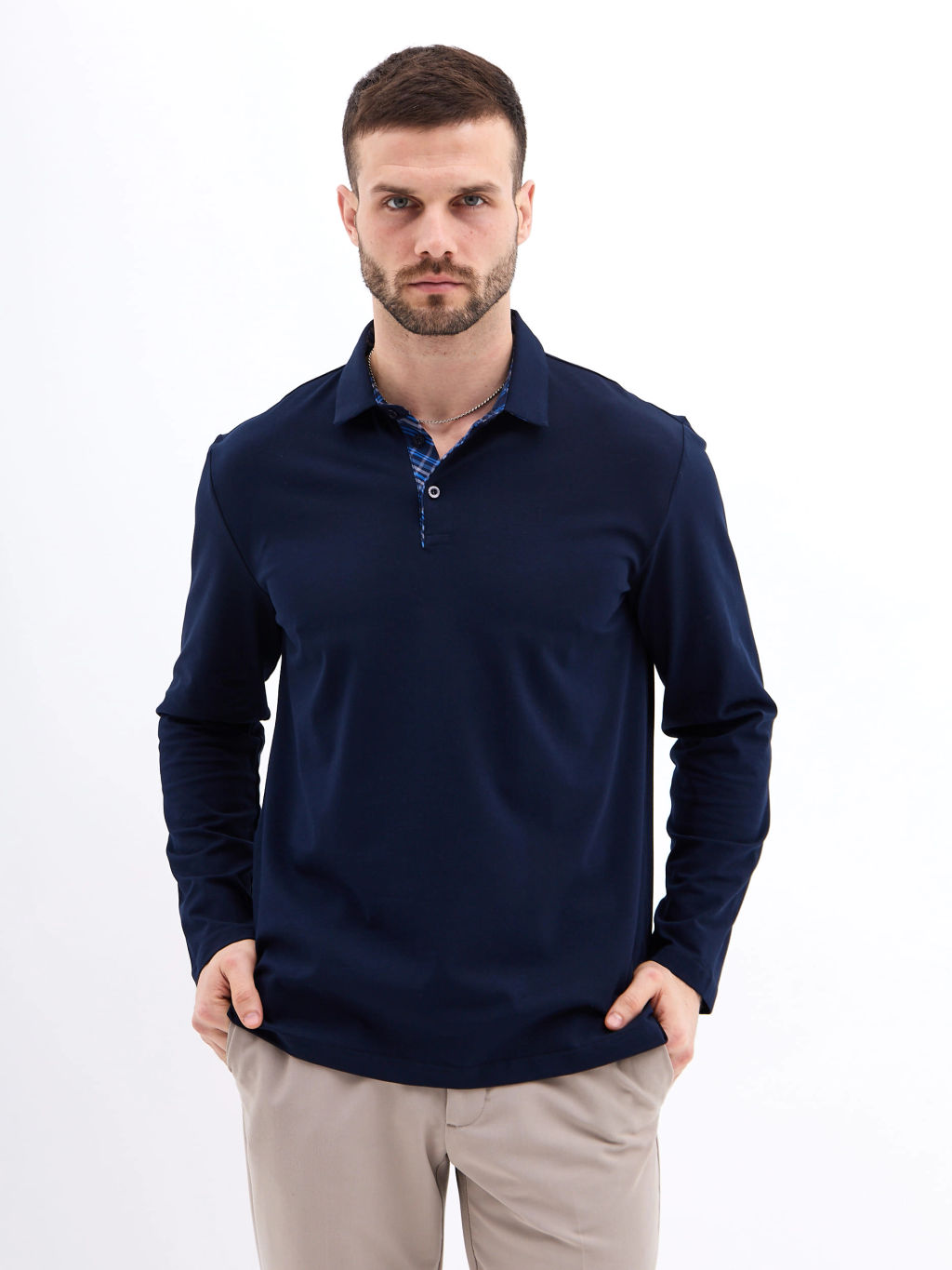 Джемпер мужской с воротником поло GREG G155-KO1246-SA5106 (синий)  фото 4