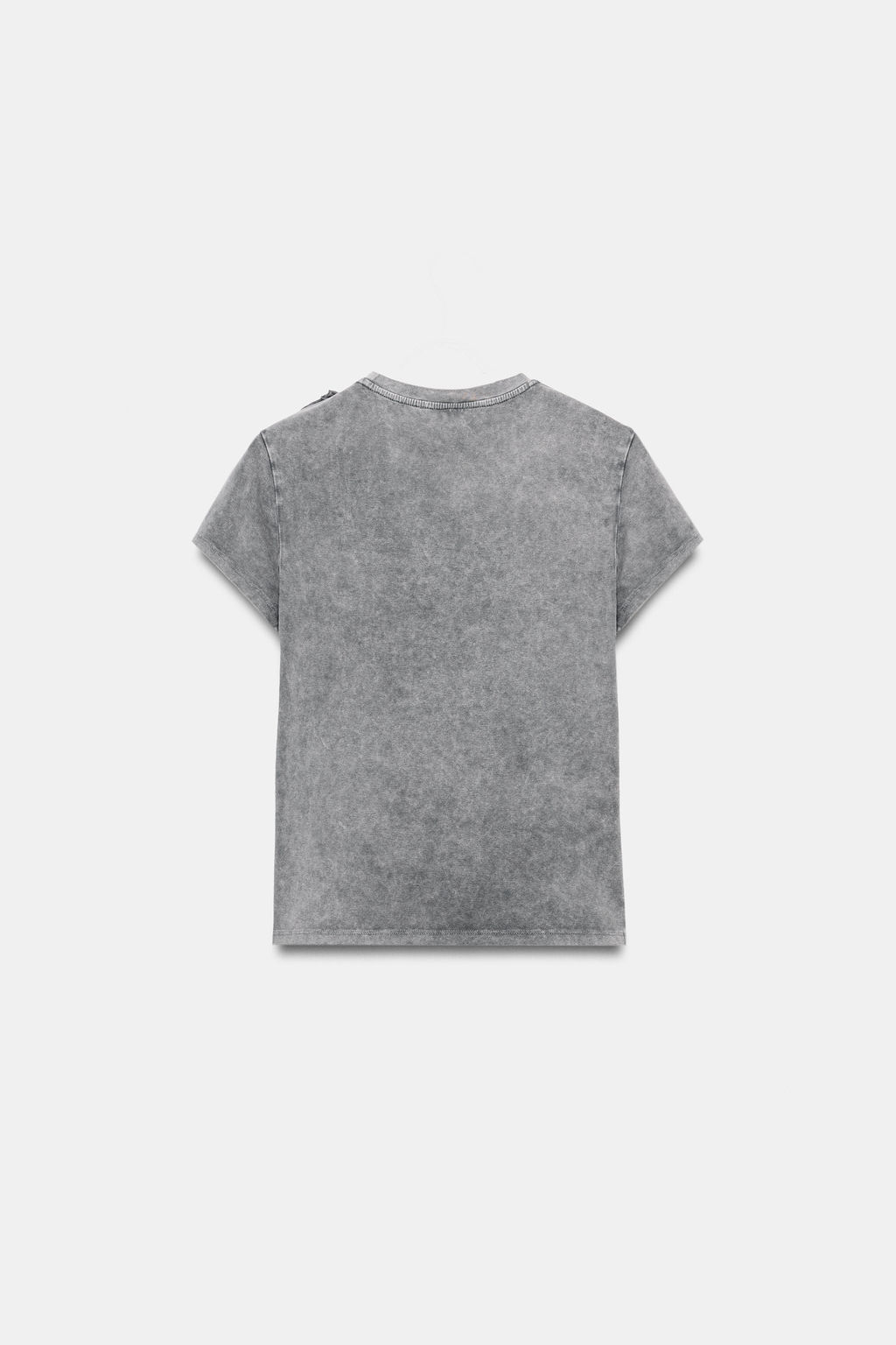 CAMISETA LAVADA FLOR RELIEVE / Gris - Zara фото 5