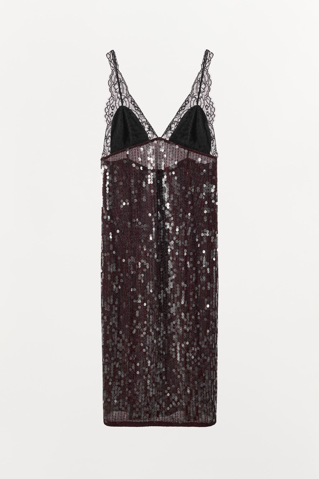 CONTRASTING SEQUIN AND LACE MIDI DRESS - Zara фото 5