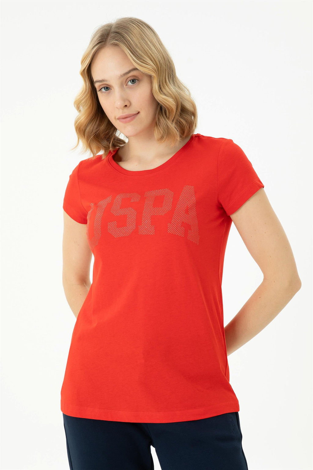 Женская красная базовая футболка - U.s. polo assn фото 4