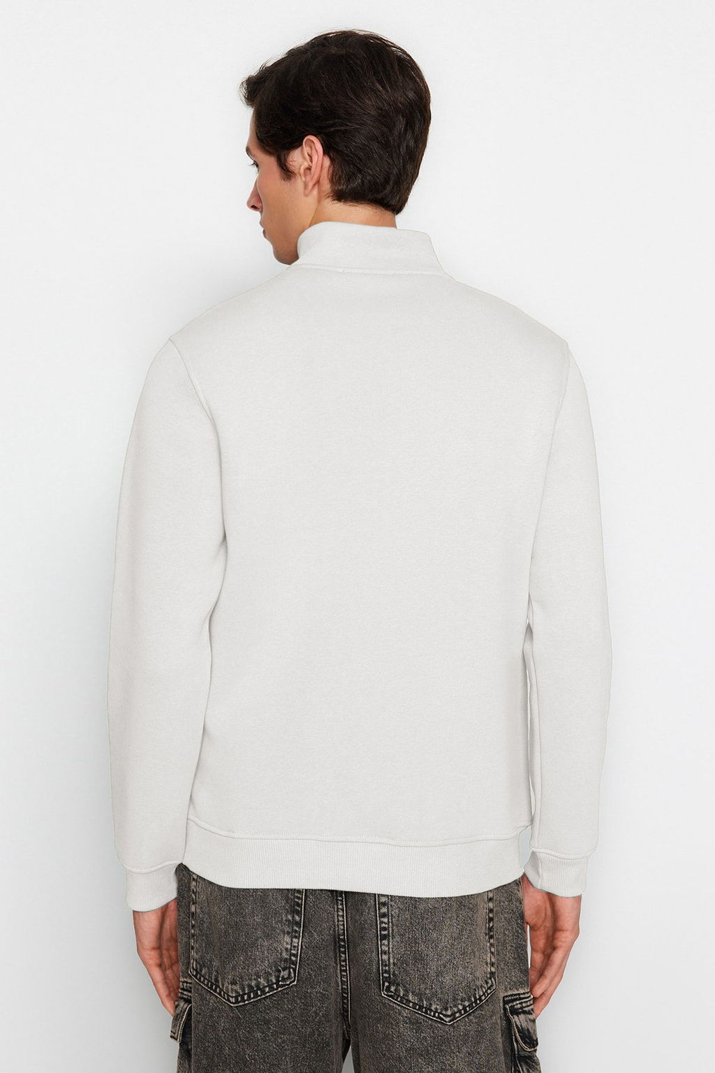 TRENDYOL MAN Lacivert Regular/Normal Kesim Dik Yaka Fermuarl? Pamuklu Basic Ici Polarl? Sweatshirt TMNAW24SW00041 - Trendyolmilla фото 5
