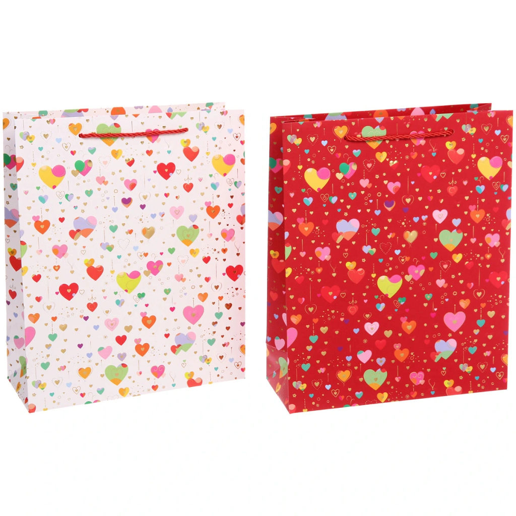 Пакет подарочный "Сердечки" 26*32*10 см