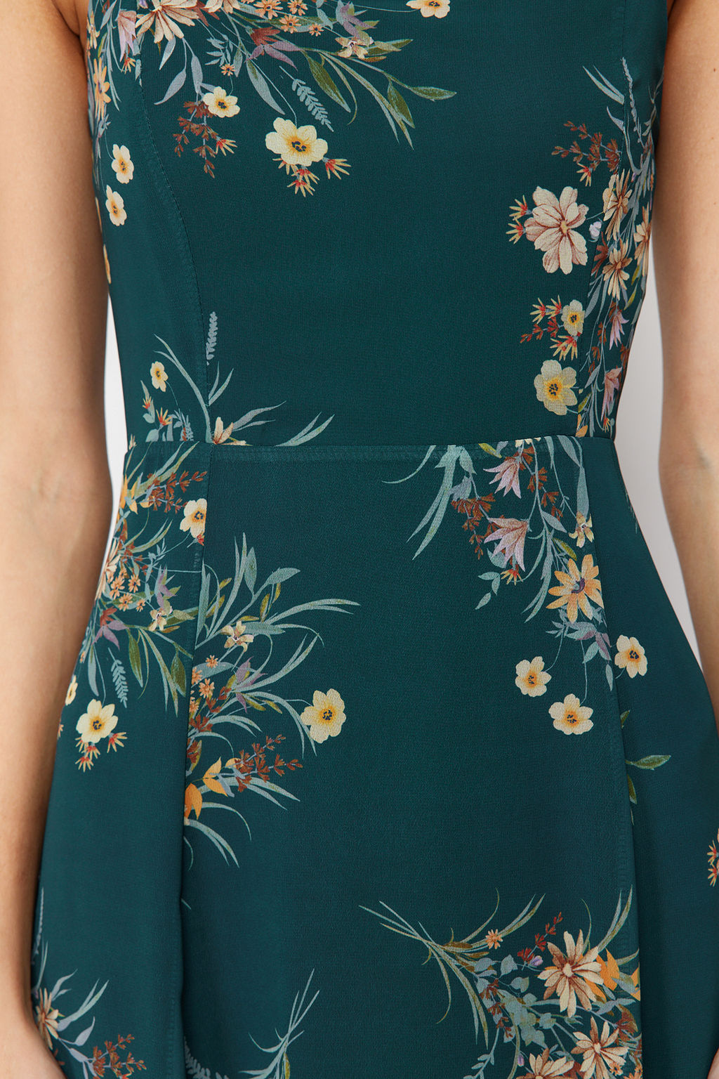 TRENDYOLMILLA Yesil Cicekli A Kesim Y?rtmacl? S?rt? Gipe Detayl? Sifon Astarl? Midi Dokuma Elbise TWOSS24EL00699 фото 10