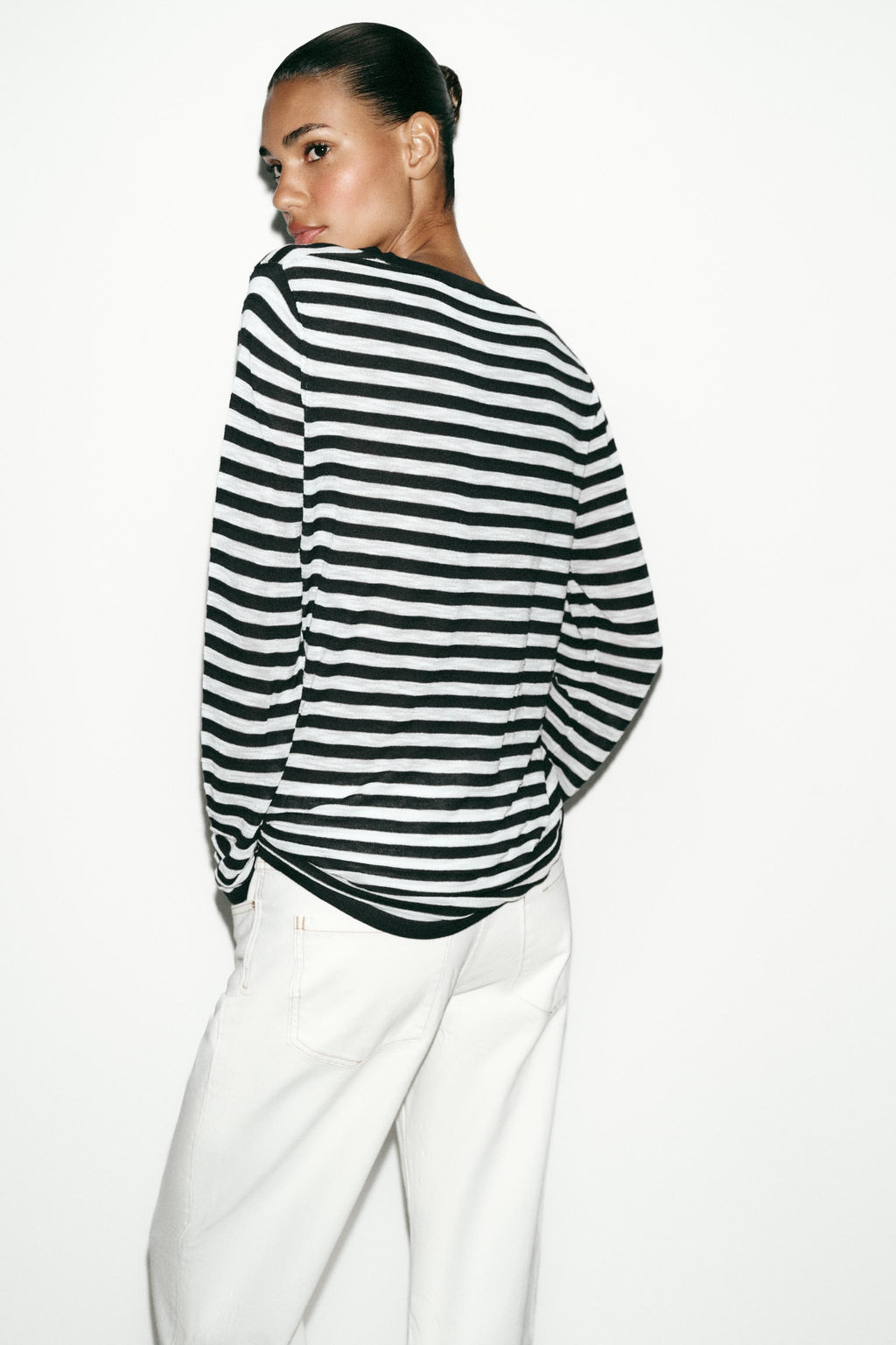 JERSEY RAYAS BOTONES / Marino / Blanco - Zara фото 5