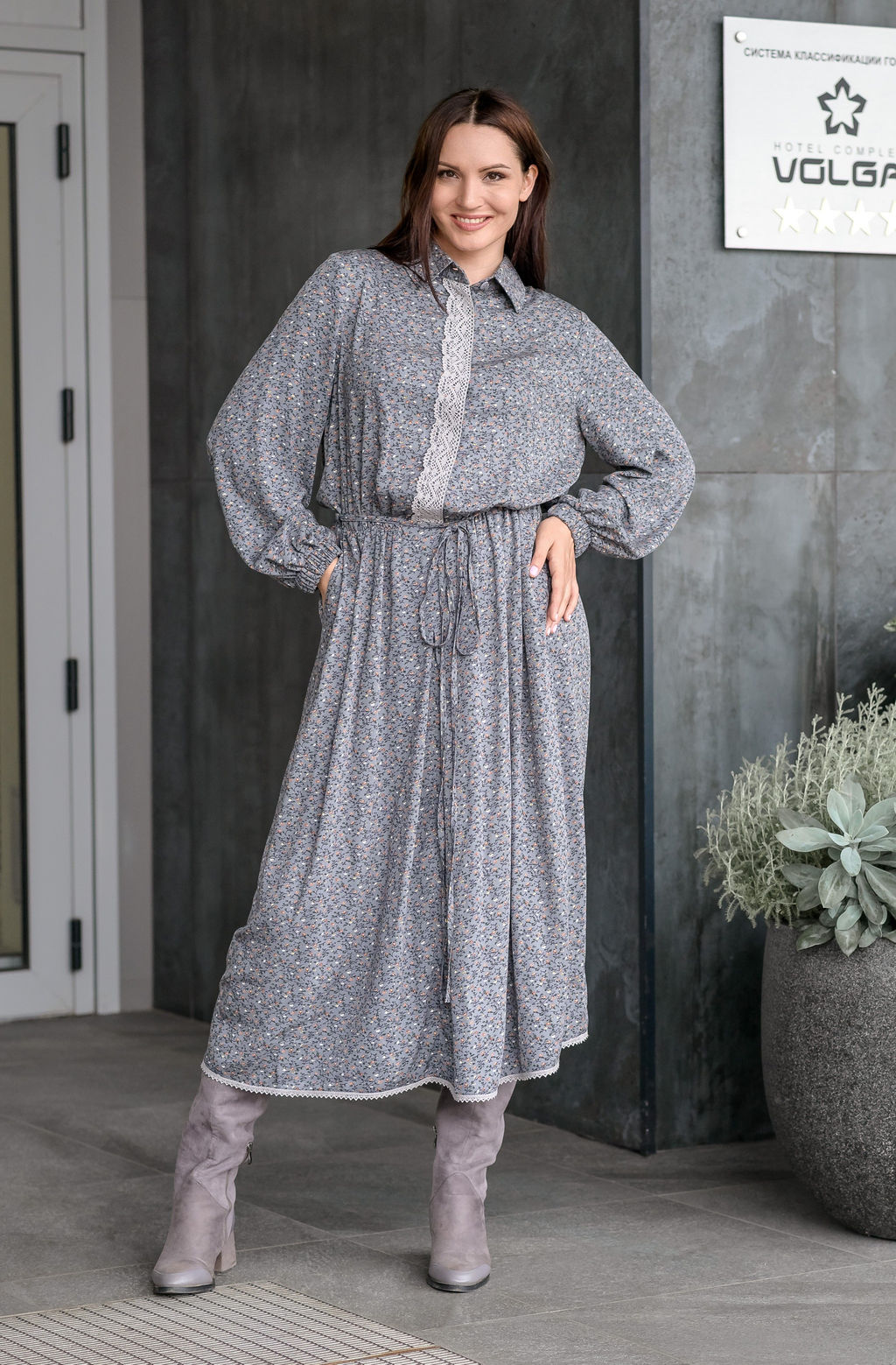 платье ХЛОПОК+ВИСКОЗА с кружевом - Новый лен фото 2