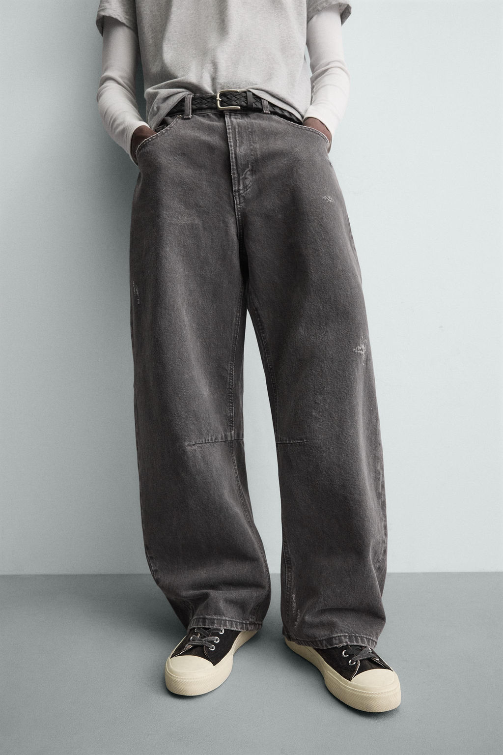 PANTAL?N BARREL FIT LAVADO / Gris oscuro - Zara фото 5