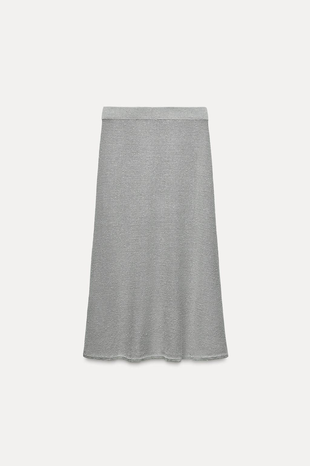 KNIT MIDI SKIRT WITH BEADING - Zara фото 4