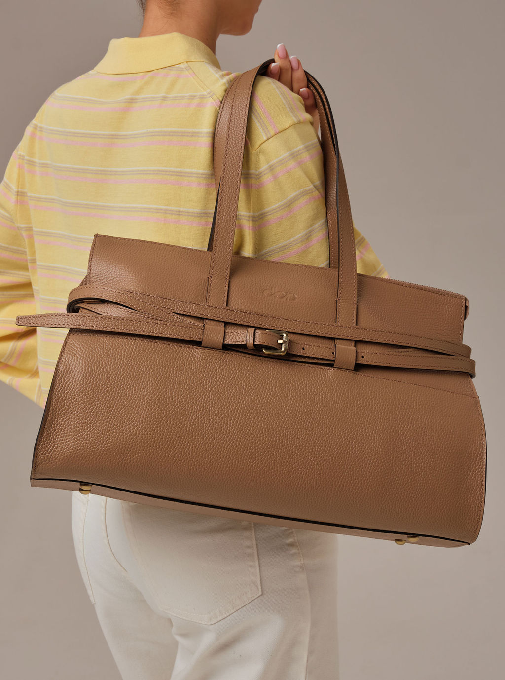 Кожаная сумка Rumi DBR 31152 коричневый капучино фото 3