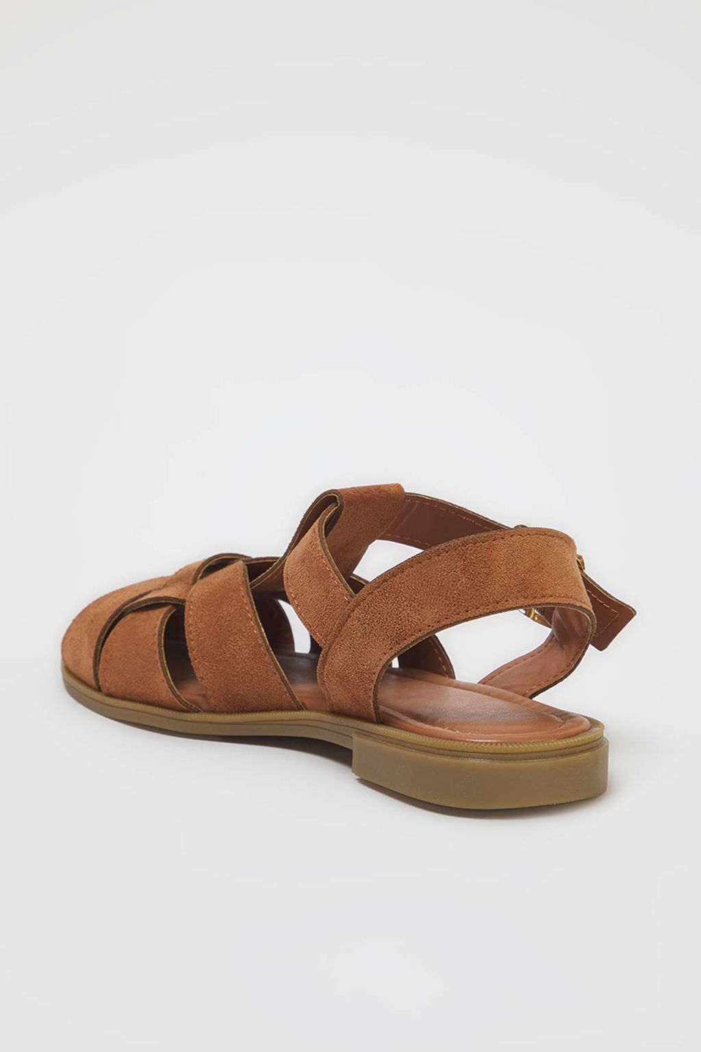 Taba Suet Duz Taban Yuvarlak Burun Kad?n Sandalet TAKSS25SD00059 - Trendyolmilla фото 6