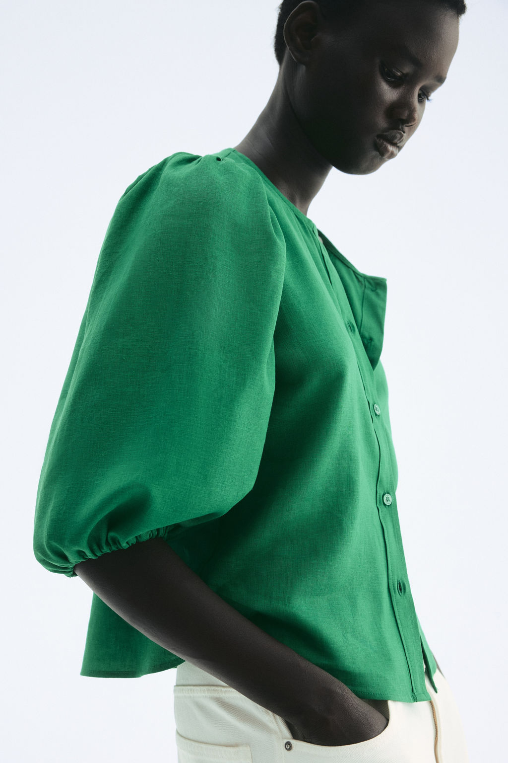 Blusa en mezcla de lino - H&m фото 14